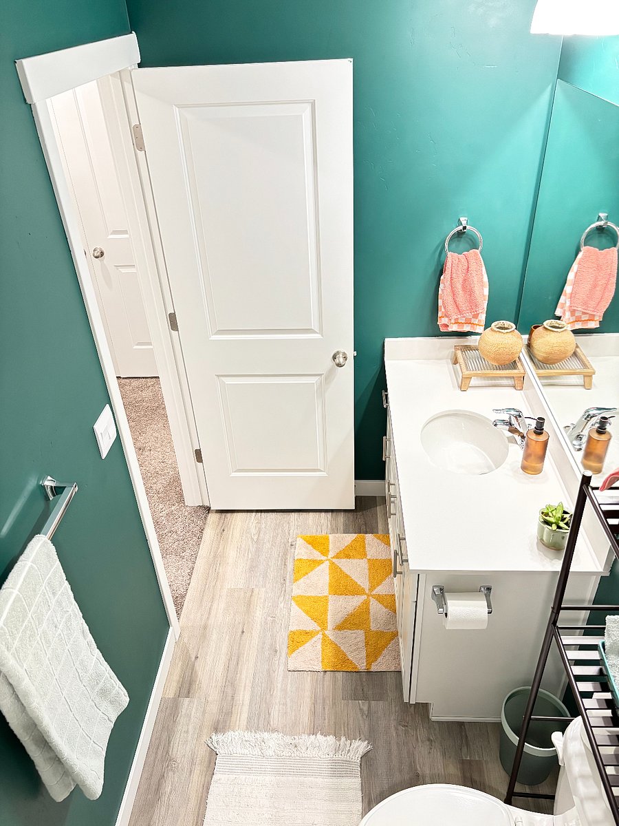Shared bathroom with shower and tub combo