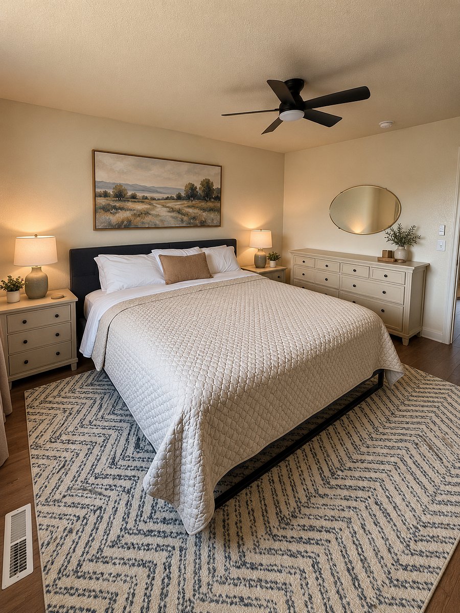 Master bedroom, king size bed