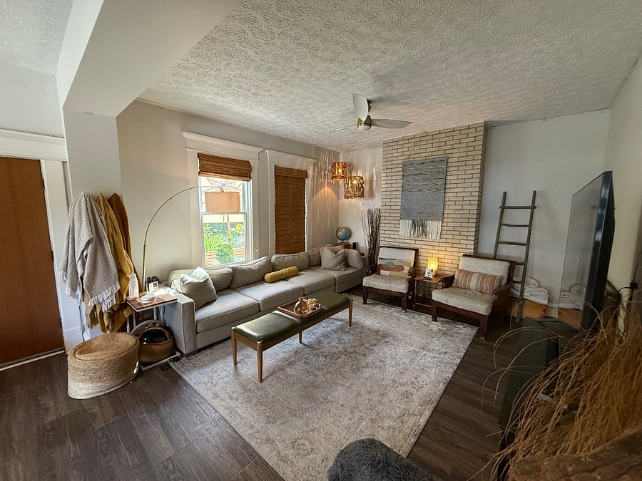 First floor living room with TV