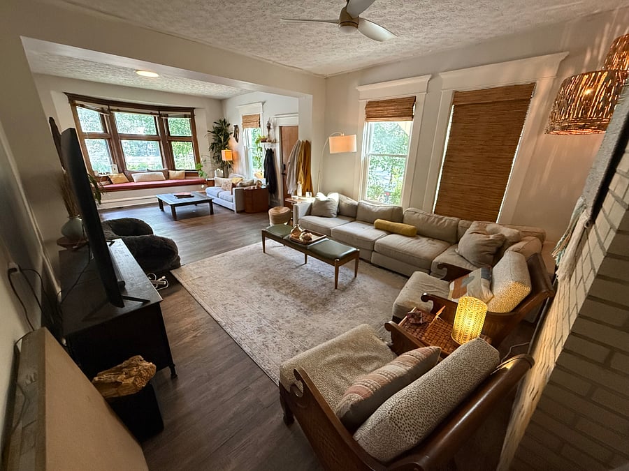 First floor living room with TV