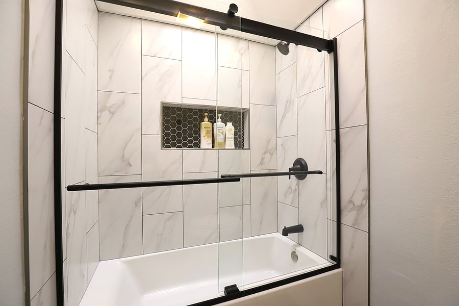 Indulge in a relaxing bath in the master bathroom's bathtub, the perfect spot to unwind, ease into a slower pace, and enjoy a little extra comfort during your stay.