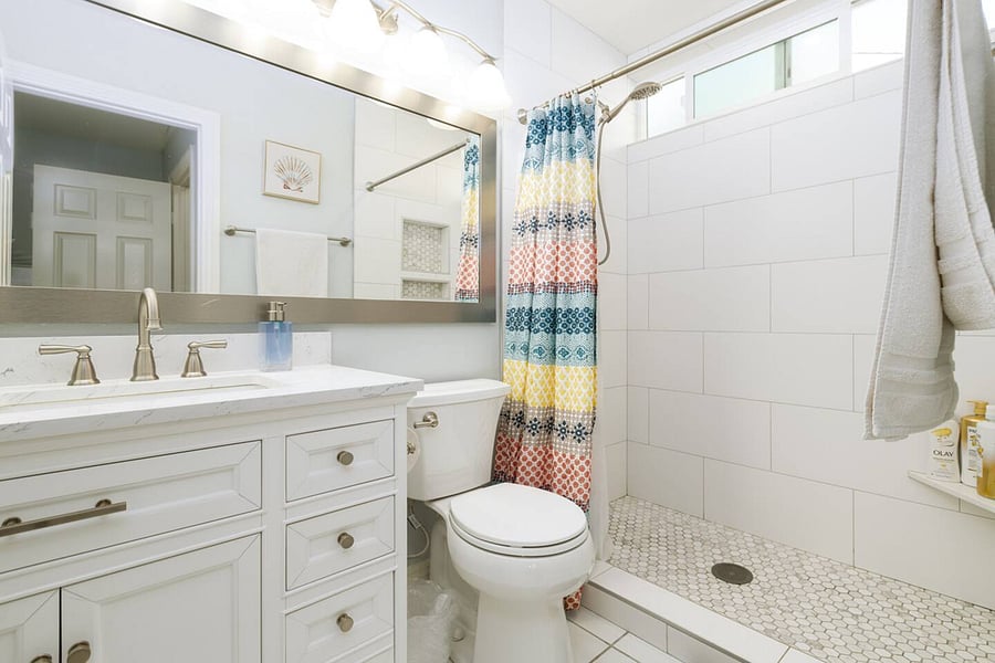 Master bathroom with walk-in shower.