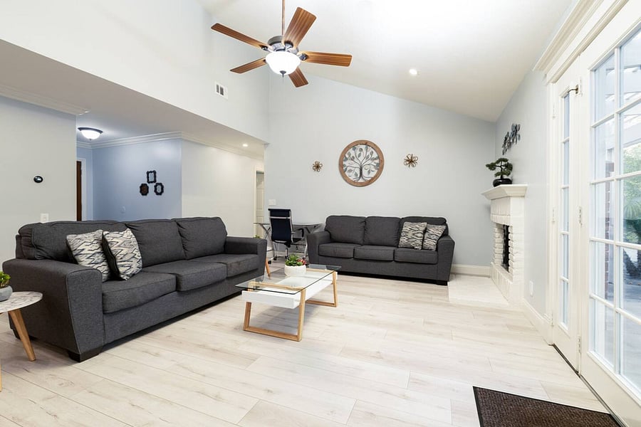 Queen size sofa bed in the living area