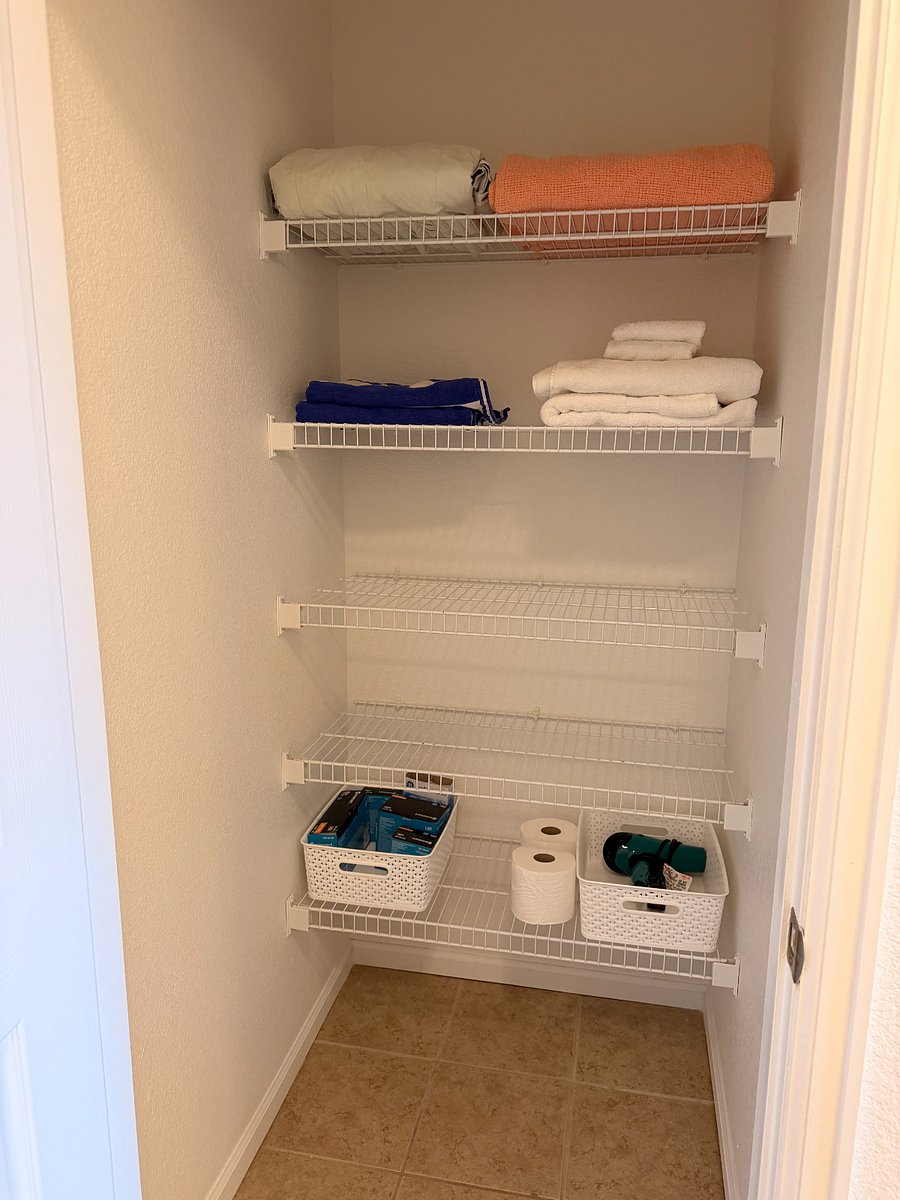 Extra large linen closet in the main bedroom ensuite bathroom
