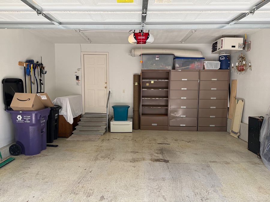Spacious garage with storage space