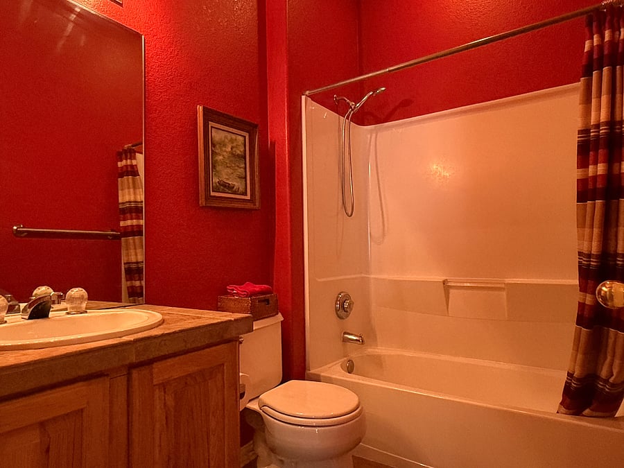 Shared hallway, full bathroom