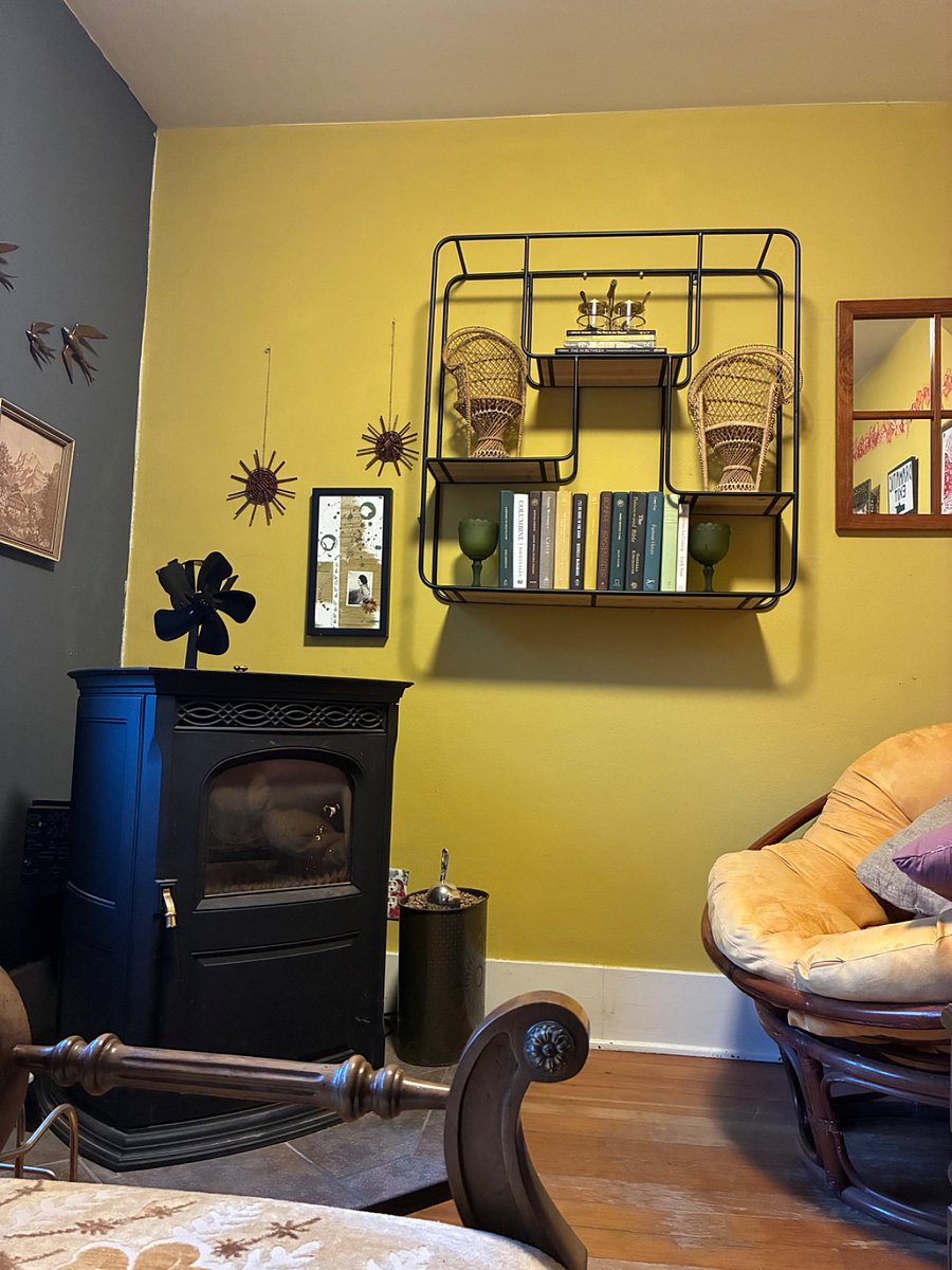 The pellet stove provides excellent heat in the winter.