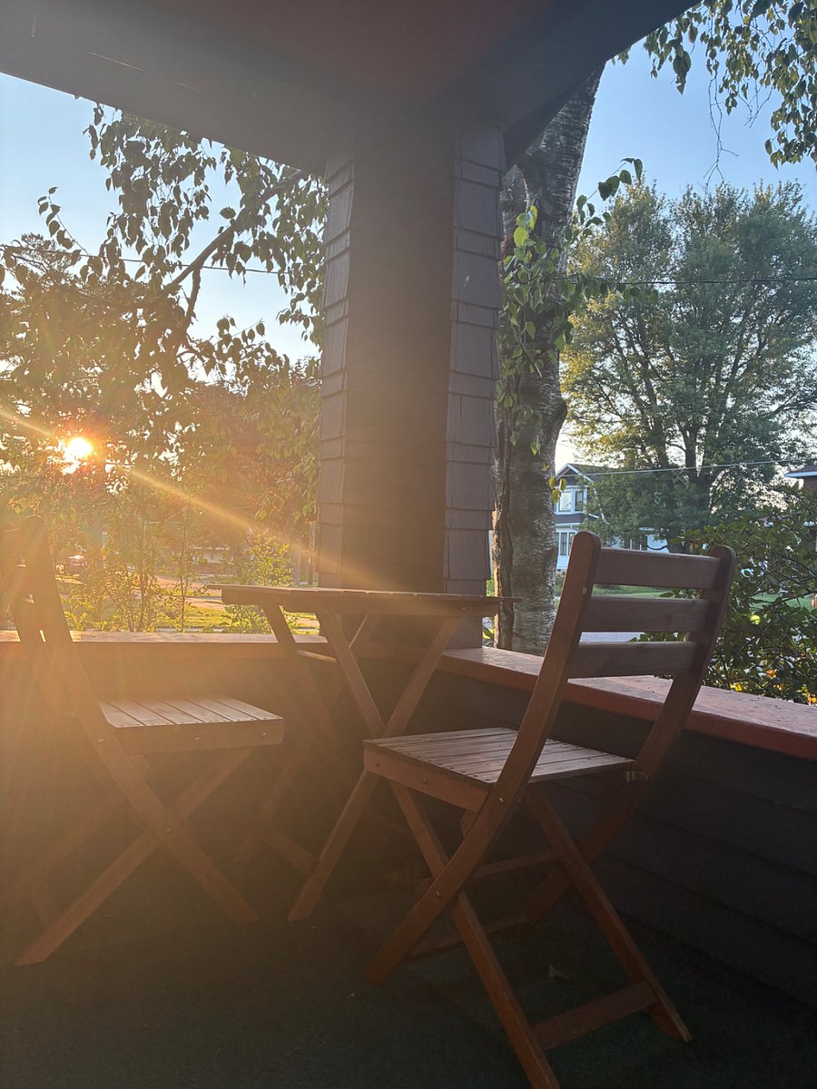 A quiet spot for morning coffee on the front porch.