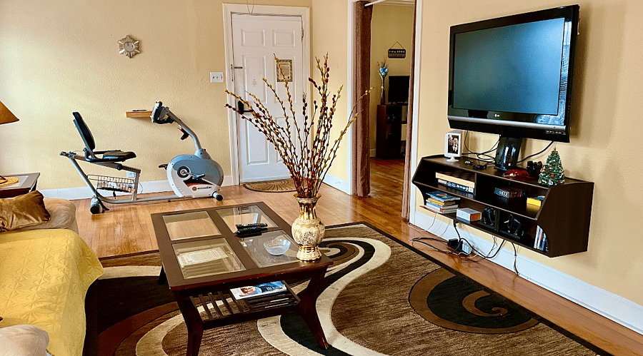 Stationary Bike and Living Room TV