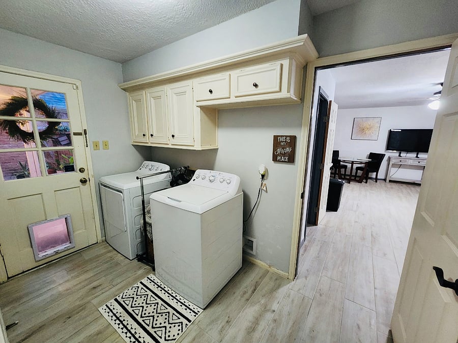 Shared laundry room. Your private entrance.