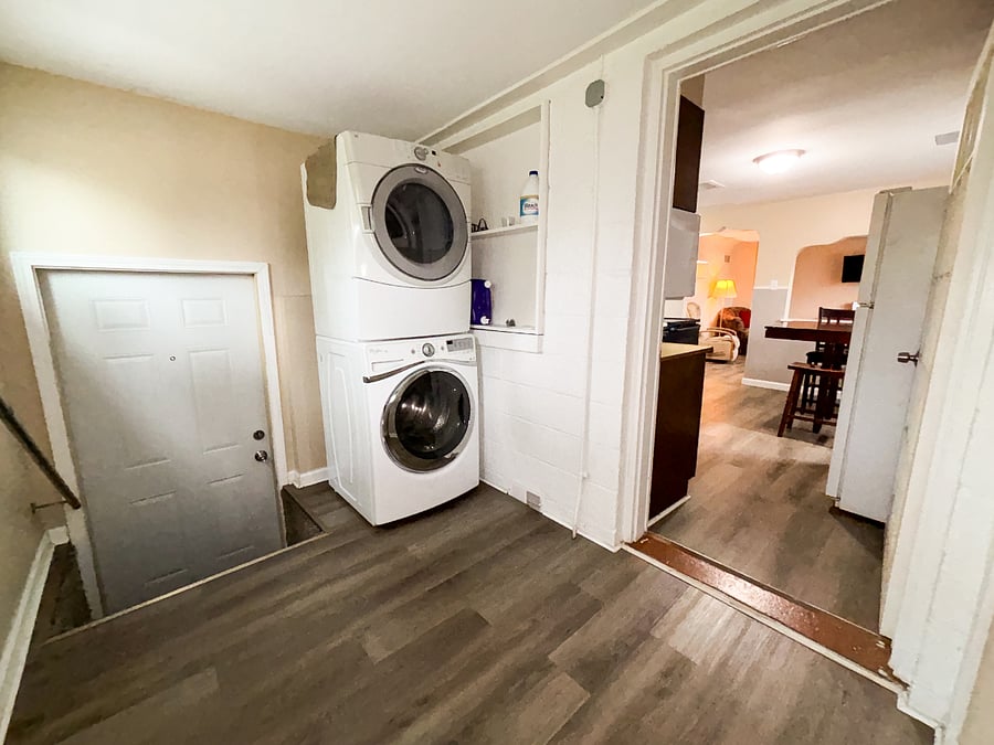In-unit laundry room w/ starter detergent provided