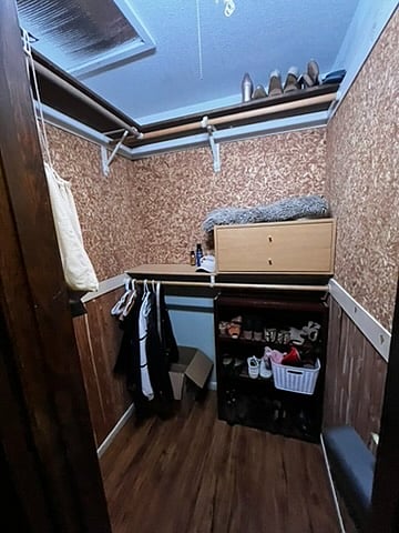 View of walk-in closet. Homeowner items will be removed prior to renter moving in.