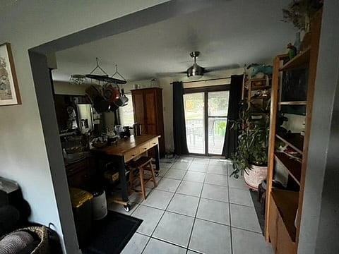 view of the kitchen from the living room.
