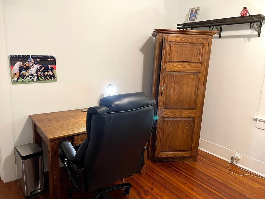 Desk in twin room.