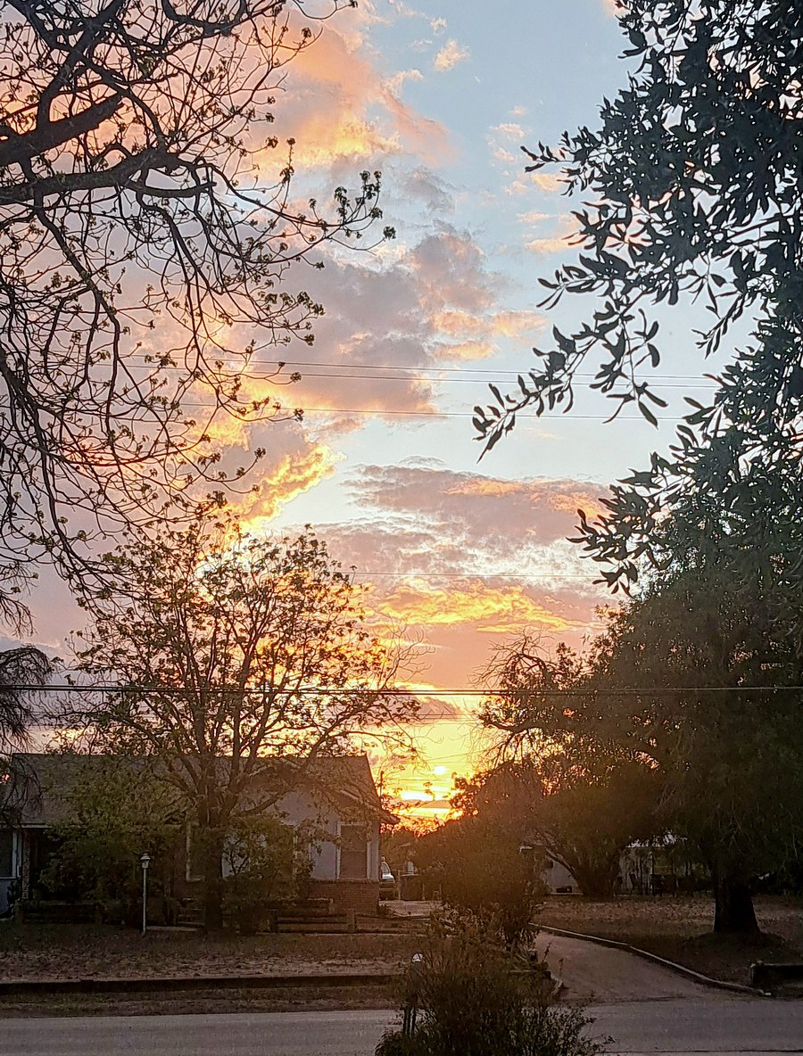 View of setting sun from the porch.