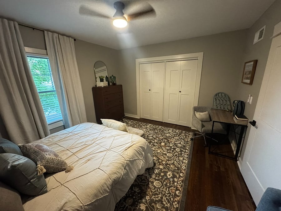 Desk and chair, large closet