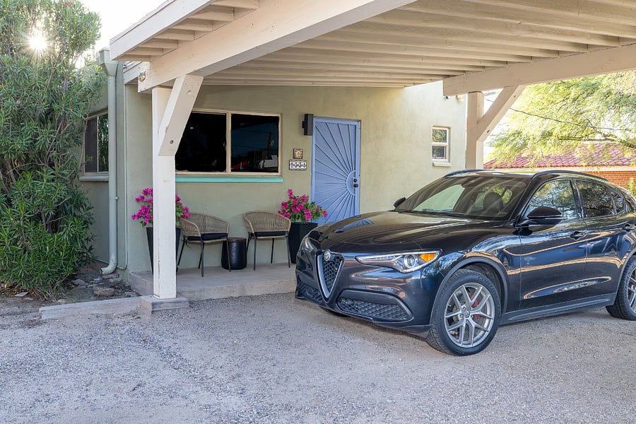 Your own reserved, covered parking space located right at for front door for safe and easy loading.
