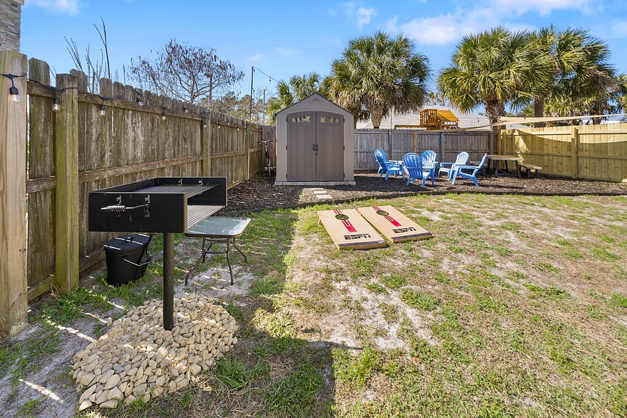 Fenced, private backyard