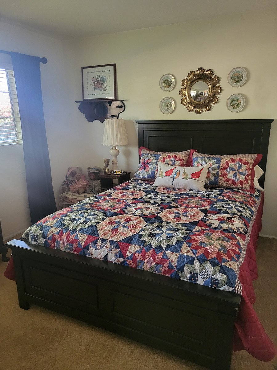 Third bedroom has a desk, double closets, and chest of drawers plus a view of the beautiful willow tree out the window.