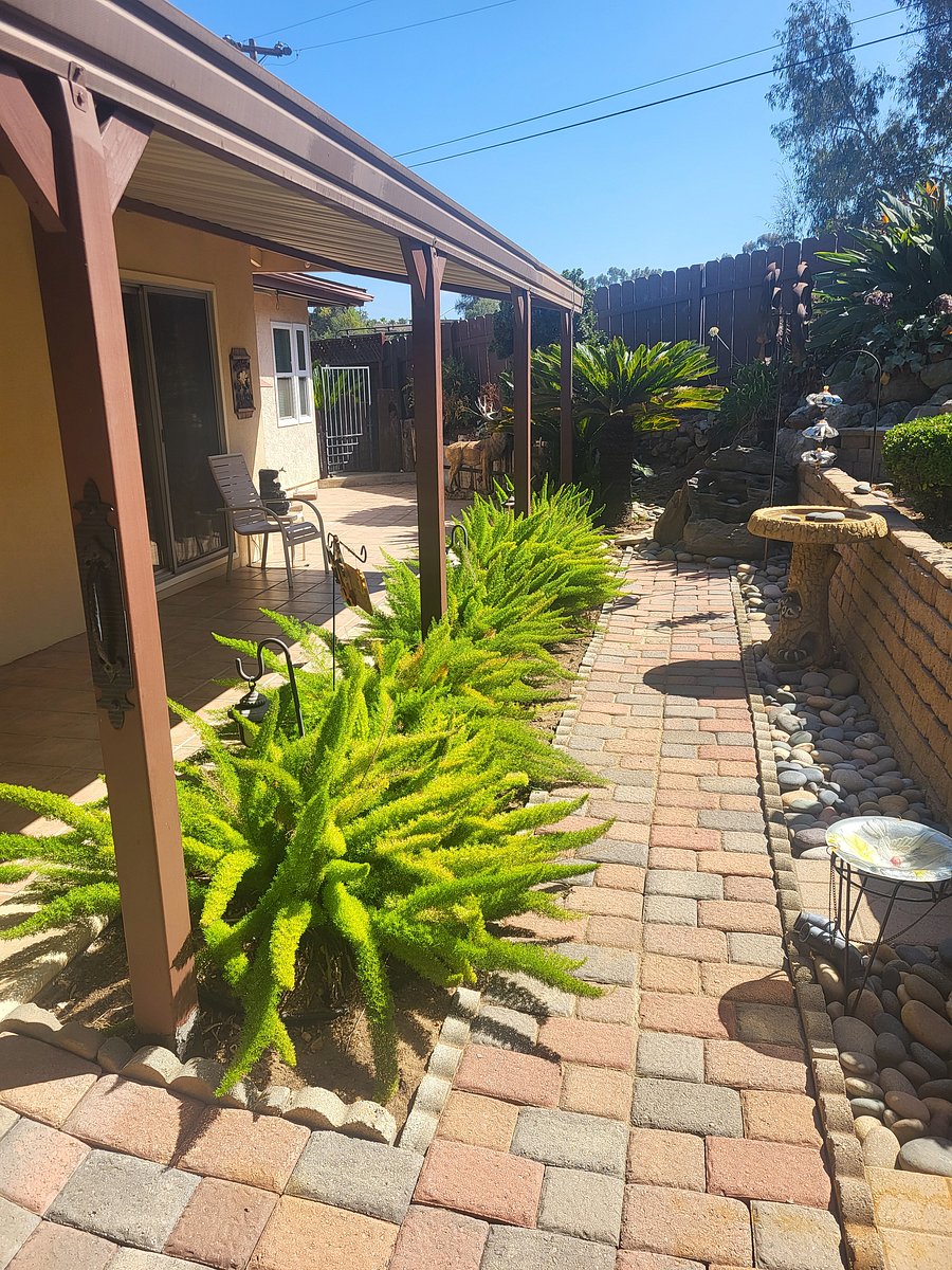 Birds flit back and forth outside your dining area as well as the entrance to the 2nd of the three bedrooms. You can open your blinds to the trickling fountain outside or close your blinds to darken your room for rest.