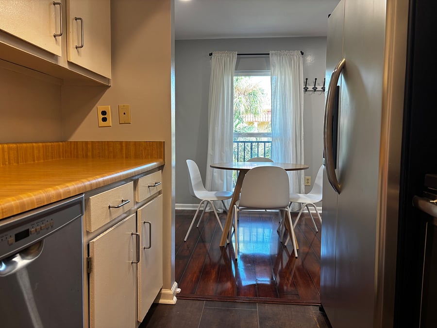 Fully equipped kitchen with stainless steel appliances