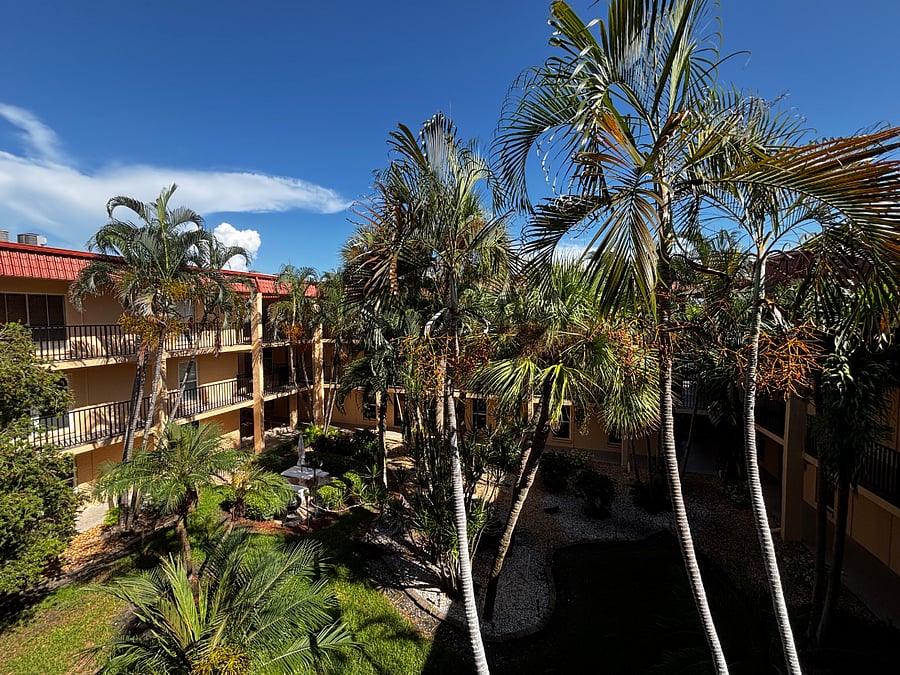 Courtyard view from the front door of the unit