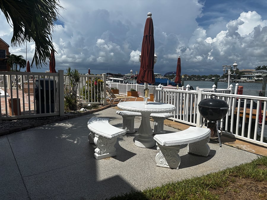 Outdoor barbecue in the common area off the dock