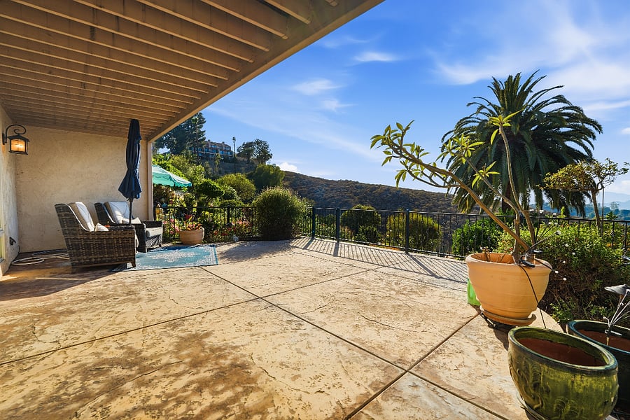 Private vista patio overlooking panoramic city-light views with access to lemon and orange trees