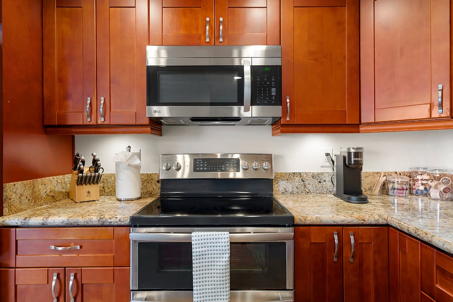 Start your morning right with a fresh brew at the coffee station. Stainless steel appliances and sleek finishes make every meal prep a breeze.