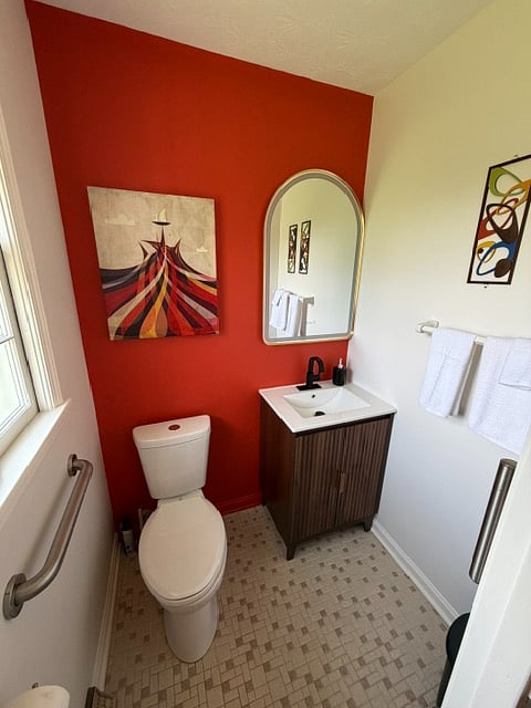 Half bathroom off of king bedroom.