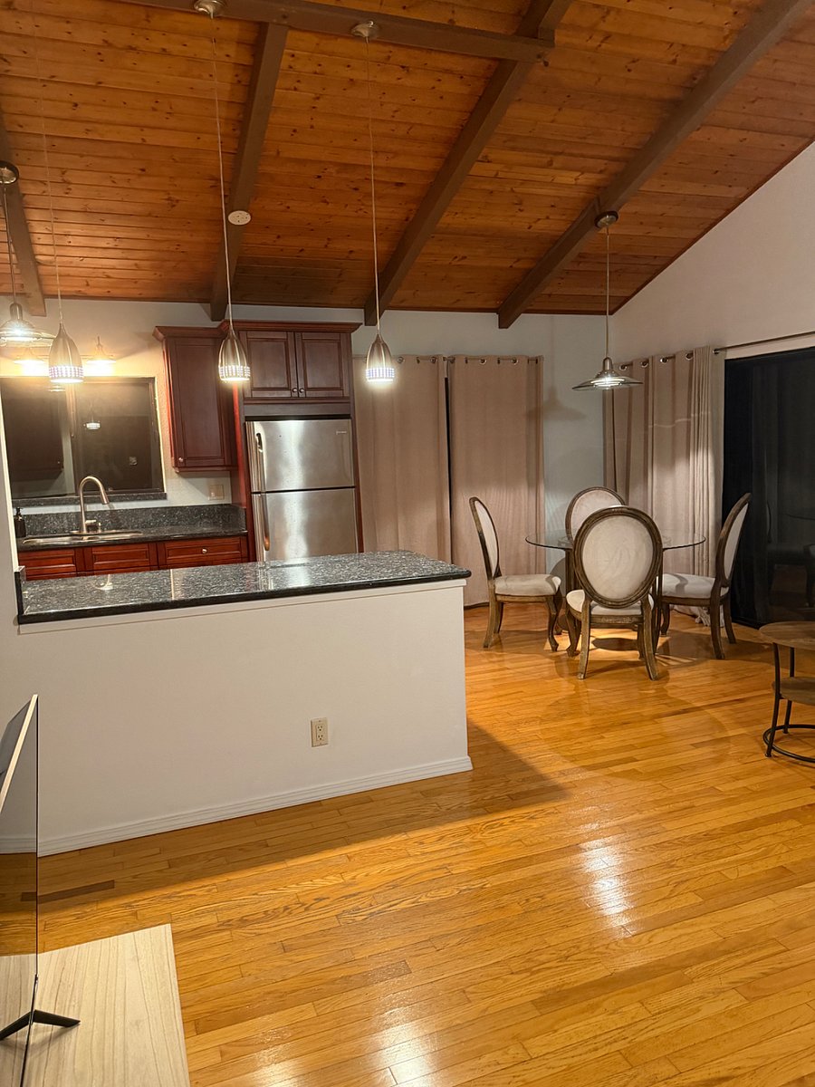 One bedroom apartment
upper level
Kitchen with dining area