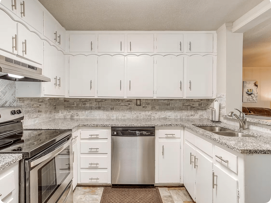     Full kitchen with stove, oven, microwave, dishwasher and plenty of counter space  1st floor