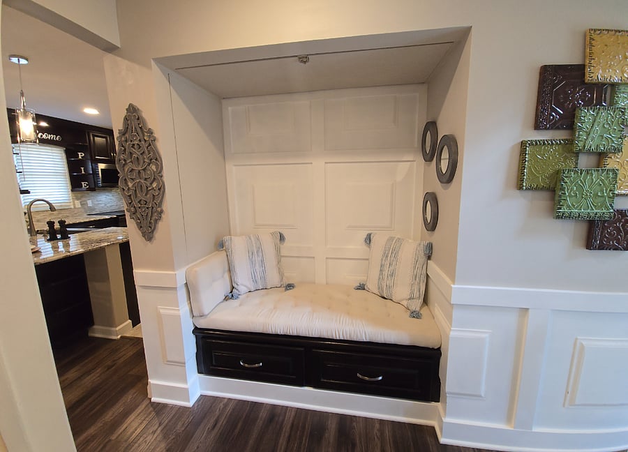 Reading nook/storage area on the ceiling ( hidden) and drawers
