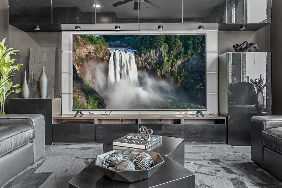 living room 90in TV