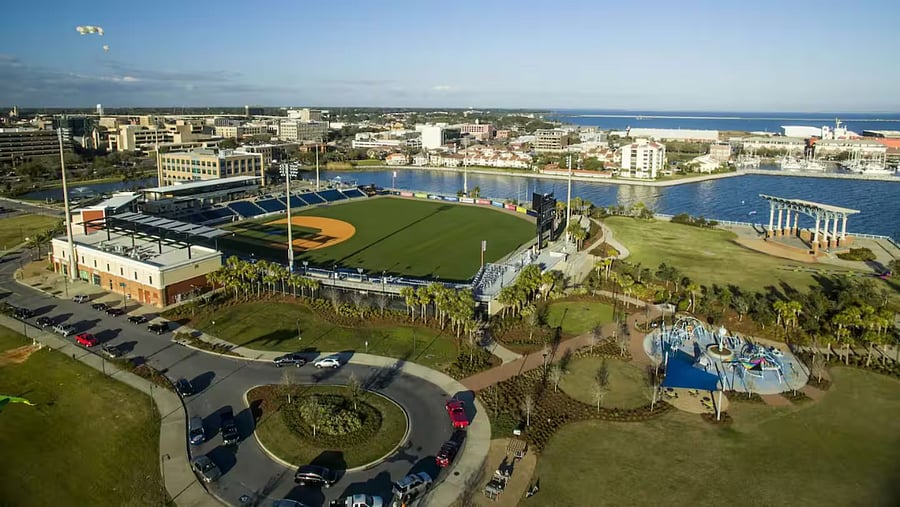 Blue wahoos stadium only few blocks away