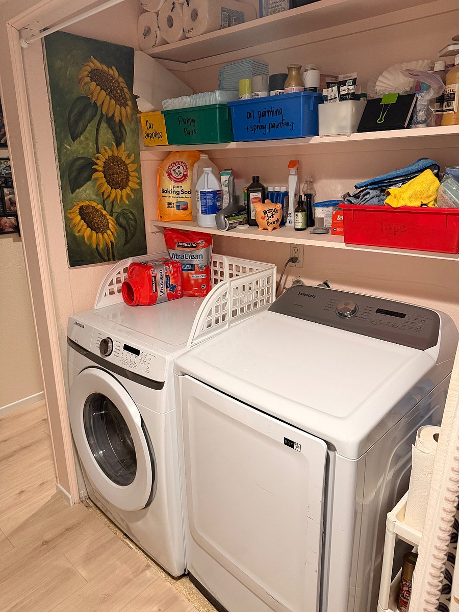Washer and dryer in hall by room