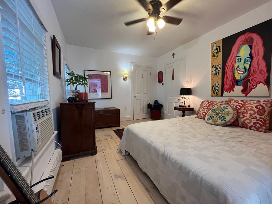 Pop-art room with dresser, full closet and lots of hangers
