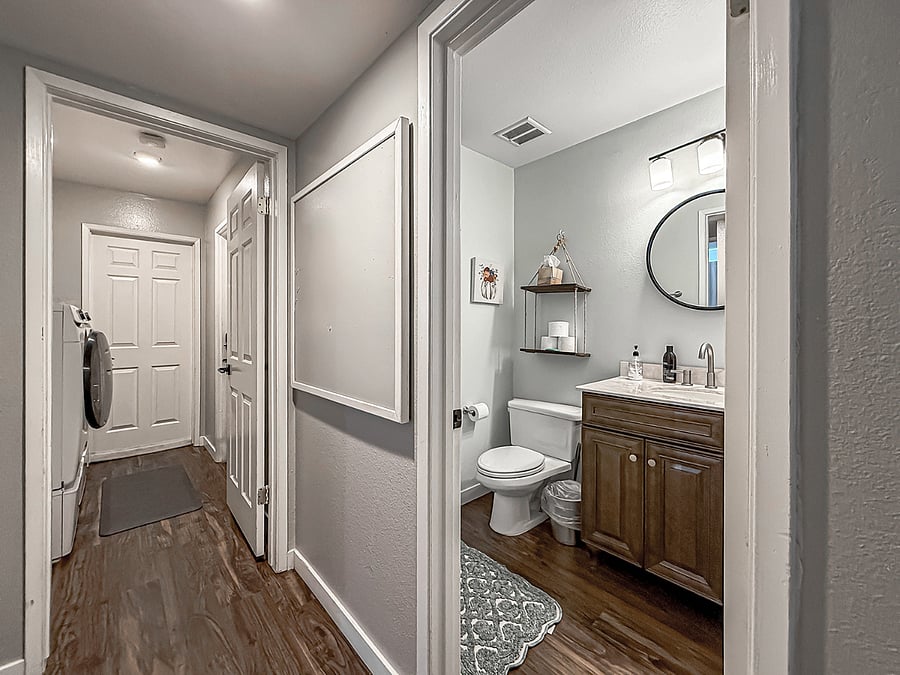 Furnished Luxury Bath with Soaking Tub & Glass Shower | Furnished Vanity Bath