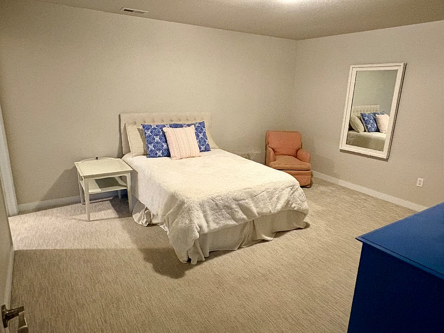 2nd bedroom in the lower level/basement.  Double bed.