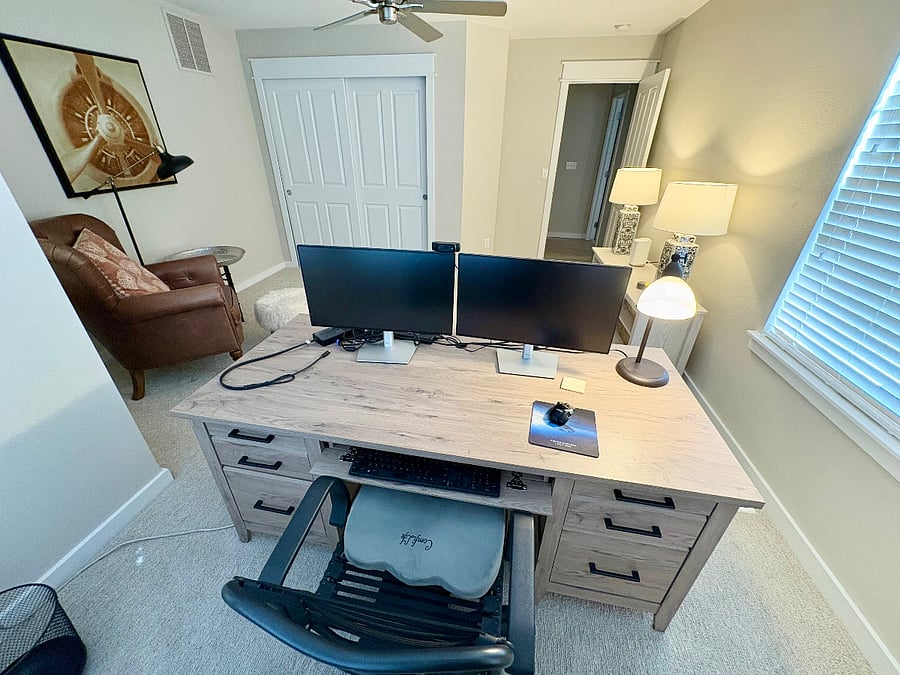 Separate office./study with dual screen monitors and wifi printer.