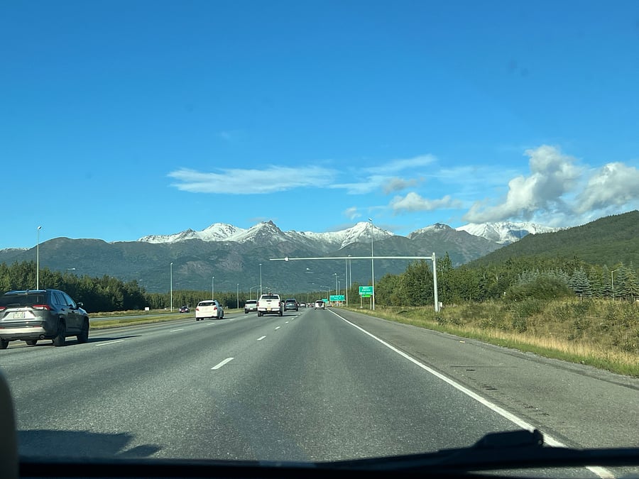 Outside: If you work in Anchorage, this is your view driving home to your fabulous furnished basement in Eagle River!