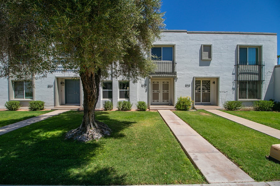 front door and lawn

