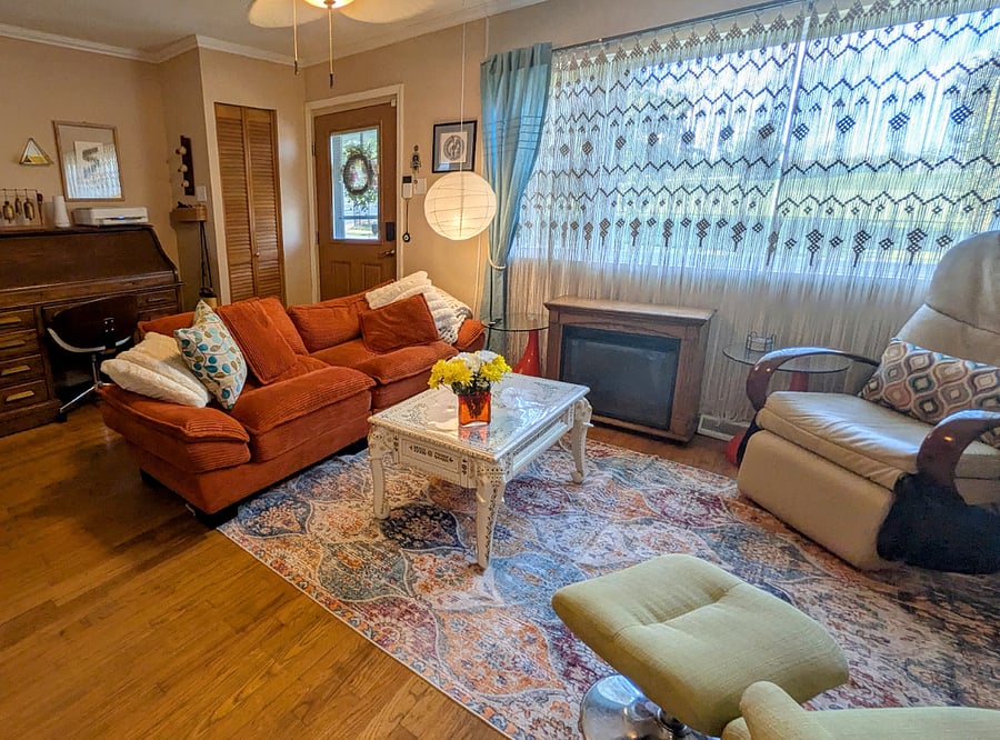 Living room with electric fireplace