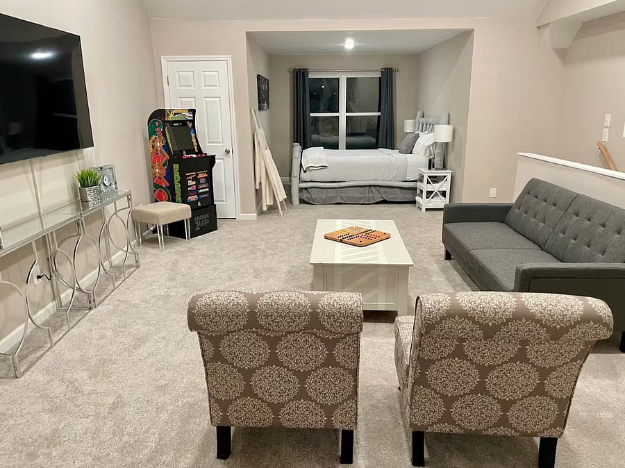 Third Floor separate living room and bedroom with bathrooms as well.