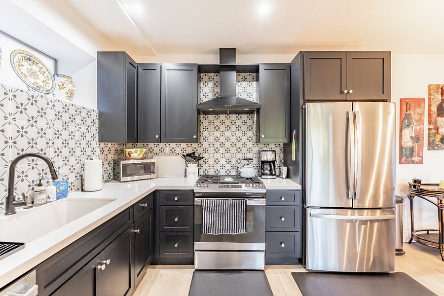 Fully-stocked kitchen includes all the essentials to enjoy a home cooked meal.