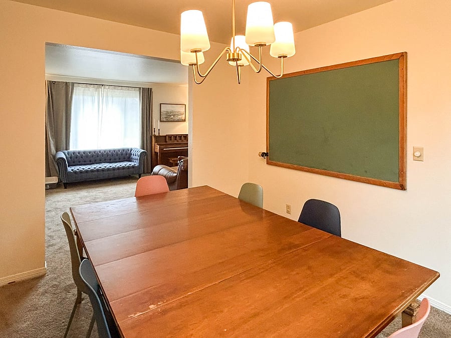 Dining room with chalkboard