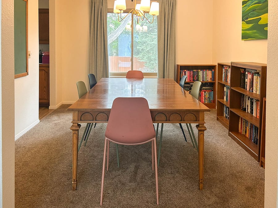 Dining room with more of the library