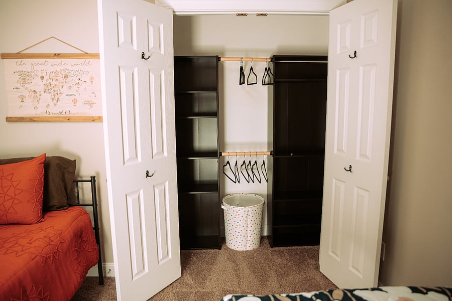 Upstairs 2 twin beds with large closet and storage.