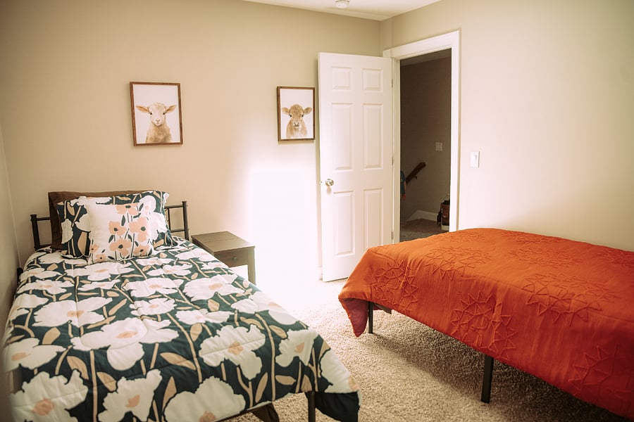 Upstairs 2 twin beds with large closet and storage.