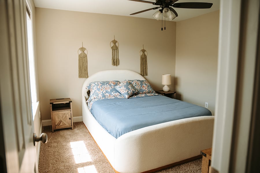 Upstairs Queen Bedroom. Large closet for storage.